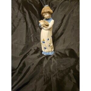 Vintage Porcelain Figurine Girl w Bunny Mid Cent Grafenthal East Germany
